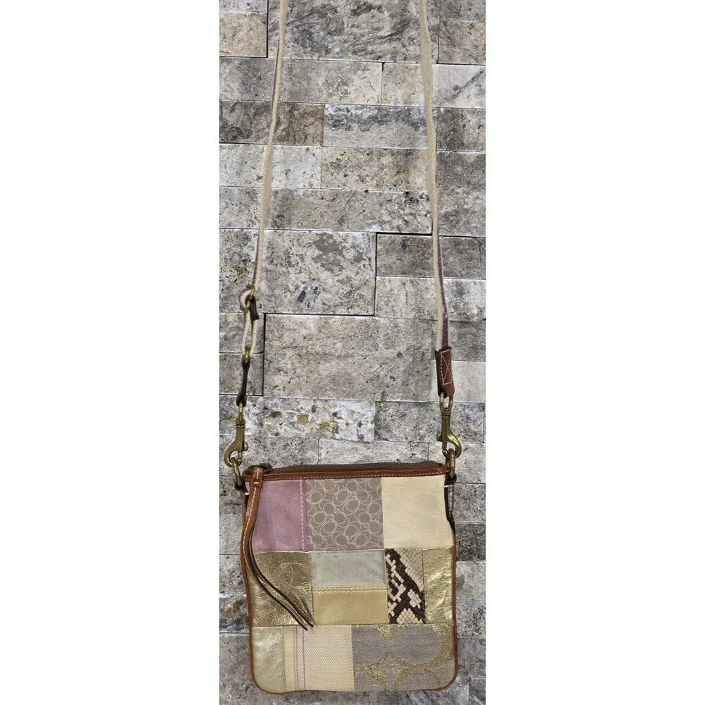 Coach Vintage Y2K Patchwork Crossbody Canvas Leather Bag Boho Indie Festival - Picture 4 of 16